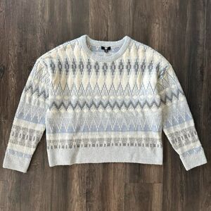Frye Fair Isle Sweater Chunky Crewneck Long Sleeve Size XL Blue Southwest Aztec